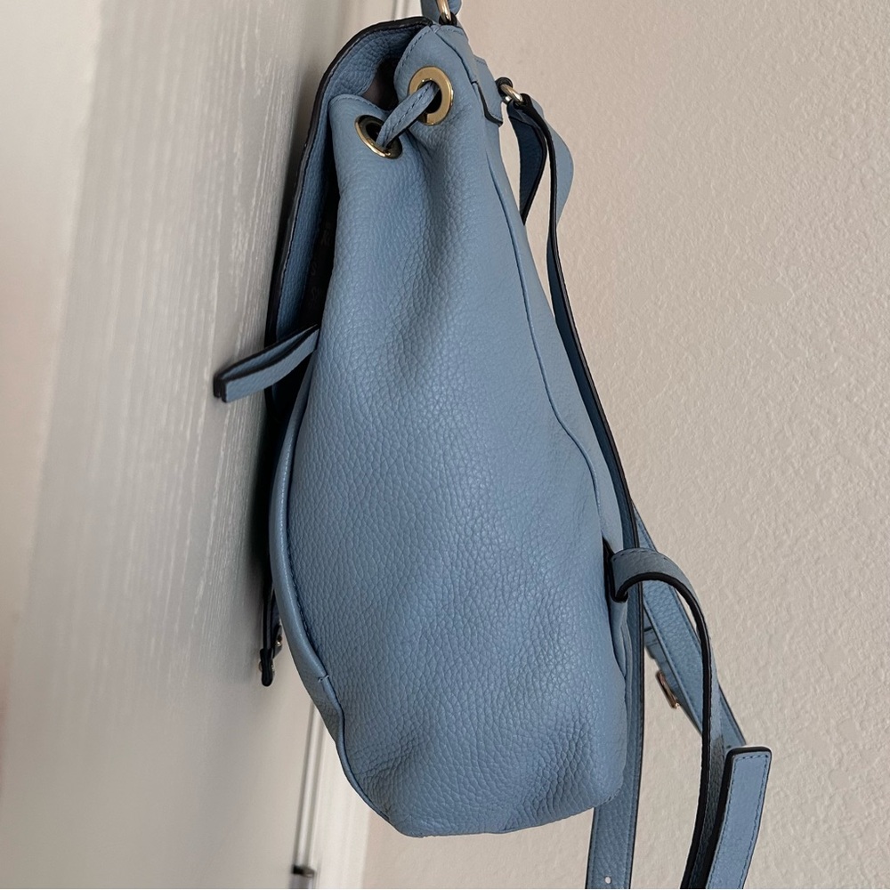 Gold Studded | Drawstring Flap Backpack | Pale Blue - Picture 10 of 17